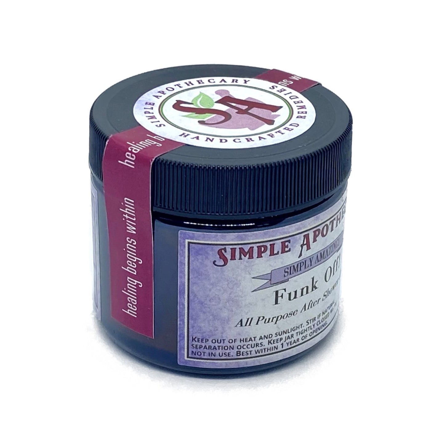 Healing begins within is on every 2.0 oz and 4.0 oz jar of Simple Apothecary products.